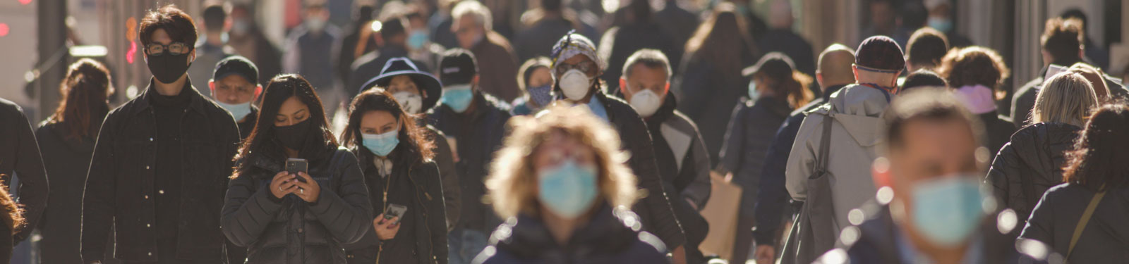 Crowd of people during coronavirus pandemic