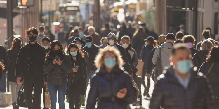 Crowd of people during coronavirus pandemic