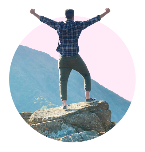 Man celebrating in nature